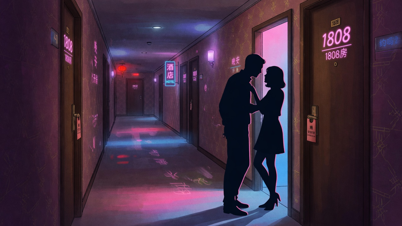 ベッドで向き合うシルエットのイメージ